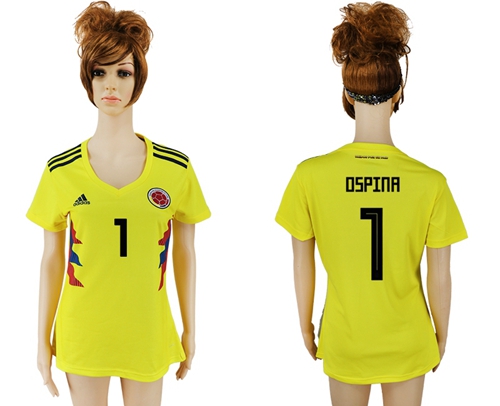 Women's Colombia #1 Ospina Home Soccer Country Jersey